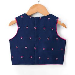 Babyhug Woven Sleeveless Embroidered Choli Lehenga Set with Dupatta - Dark Pink & Blue