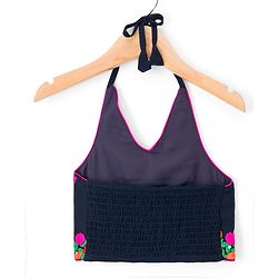 Babyhug Georgette Woven Sleeveless Choli Lehenga & Dupatta Set With Floral Embroidery - Navy Blue
