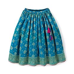 Babyhug Brocade Half Sleeves Embroidered Choli Lehenga Set with Dupatta - Pink & Blue