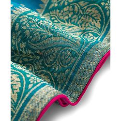 Babyhug Brocade Half Sleeves Embroidered Choli Lehenga Set with Dupatta - Pink & Blue