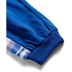 Babyhug Terry Knit Premium Light Gauge Terry Full Sleeves T-Shirt & Joggers Set with Camouflage & Keep Going Text Print - Navy Blue
