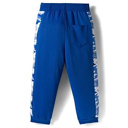 Babyhug Terry Knit Premium Light Gauge Terry Full Sleeves T-Shirt & Joggers Set with Camouflage & Keep Going Text Print - Navy Blue