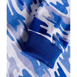 Babyhug Terry Knit Premium Light Gauge Terry Full Sleeves T-Shirt & Joggers Set with Camouflage & Keep Going Text Print - Navy Blue