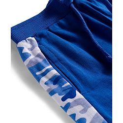 Babyhug Terry Knit Premium Light Gauge Terry Full Sleeves T-Shirt & Joggers Set with Camouflage & Keep Going Text Print - Navy Blue