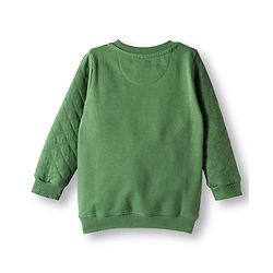 Babyhug Terry Knit Premium Light Gauge Terry Full Sleeves T-Shirt & Lounge Pant Set With Text Embroidery & Animal Applique - Green