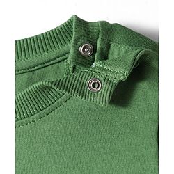 Babyhug Terry Knit Premium Light Gauge Terry Full Sleeves T-Shirt & Lounge Pant Set With Text Embroidery & Animal Applique - Green