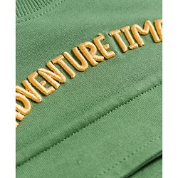 Babyhug Terry Knit Premium Light Gauge Terry Full Sleeves T-Shirt & Lounge Pant Set With Text Embroidery & Animal Applique - Green