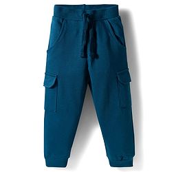 Babyhug Terry Knit Premium Light Gauge Terry Full Sleeves T-Shirt & Joggers Set With Snow Man Print - Teal Blue