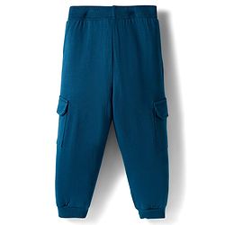 Babyhug Terry Knit Premium Light Gauge Terry Full Sleeves T-Shirt & Joggers Set With Snow Man Print - Teal Blue