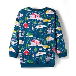 Babyhug Terry Knit Premium Light Gauge Terry Full Sleeves T-Shirt & Joggers Set With Snow Man Print - Teal Blue
