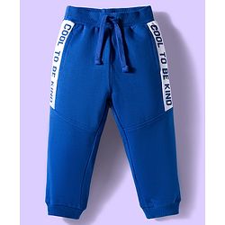 Babyhug Terry Knit Premium Light Gauge Terry Full Sleeves Text Printed T-Shirt & Lounge Pant Set With Cut & Sew Design - Blue