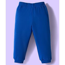 Babyhug Terry Knit Premium Light Gauge Terry Full Sleeves Text Printed T-Shirt & Lounge Pant Set With Cut & Sew Design - Blue