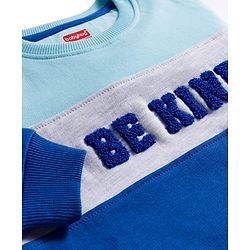 Babyhug Terry Knit Premium Light Gauge Terry Full Sleeves Text Printed T-Shirt & Lounge Pant Set With Cut & Sew Design - Blue