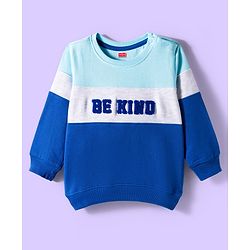 Babyhug Terry Knit Premium Light Gauge Terry Full Sleeves Text Printed T-Shirt & Lounge Pant Set With Cut & Sew Design - Blue