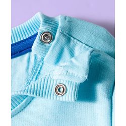 Babyhug Terry Knit Premium Light Gauge Terry Full Sleeves Text Printed T-Shirt & Lounge Pant Set With Cut & Sew Design - Blue