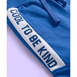 Babyhug Terry Knit Premium Light Gauge Terry Full Sleeves Text Printed T-Shirt & Lounge Pant Set With Cut & Sew Design - Blue