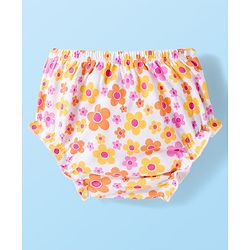 Babyhug Single Jersey Knit Half Sleeves Floral Printed Frock with Bloomer with Headband - Multicolor