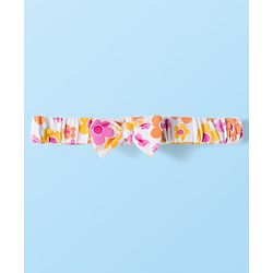 Babyhug Single Jersey Knit Half Sleeves Floral Printed Frock with Bloomer with Headband - Multicolor