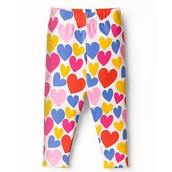 Babyhug Knit Full Length Leggings With Heart & Text Print Pack of 3 - Dark Pink & Orange
