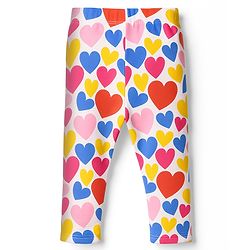 Babyhug Knit Full Length Leggings With Heart & Text Print Pack of 3 - Dark Pink & Orange