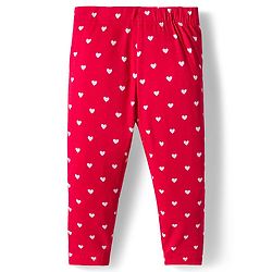 Babyhug Cotton Lycra Knit Full Length Leggings With Polka Dot & Heart Print Pack Of 3 - Red Navy Blue & Pink