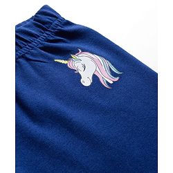 Babyhug Cotton Knit Full Length Leggings With Unicorn & Star Print Pack Of 3 - Navy Blue & Pink