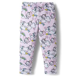Babyhug Cotton Knit Full Length Leggings With Unicorn & Star Print Pack Of 3 - Navy Blue & Pink