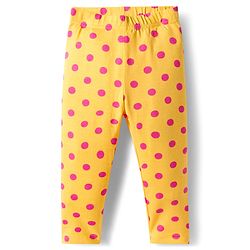 Babyhug Knit Full Length Leggings With Floral Print Pack Of 3 - Pink Yellow & Navy Blue