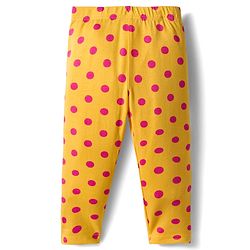 Babyhug Knit Full Length Leggings With Floral Print Pack Of 3 - Pink Yellow & Navy Blue