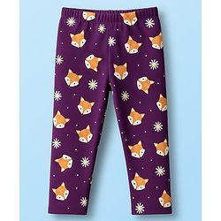 Babyhug Cotton Lycra Knit Full Length Leggings With Animal Floral & Polka Dot Print Pack of 3 - Purple Pink & Lavender