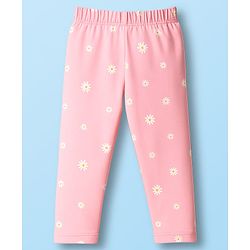 Babyhug Cotton Lycra Knit Full Length Leggings With Animal Floral & Polka Dot Print Pack of 3 - Purple Pink & Lavender