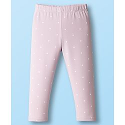 Babyhug Cotton Lycra Knit Full Length Leggings With Animal Floral & Polka Dot Print Pack of 3 - Purple Pink & Lavender