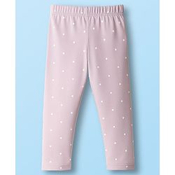 Babyhug Cotton Lycra Knit Full Length Leggings With Animal Floral & Polka Dot Print Pack of 3 - Purple Pink & Lavender