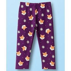 Babyhug Cotton Lycra Knit Full Length Leggings With Animal Floral & Polka Dot Print Pack of 3 - Purple Pink & Lavender