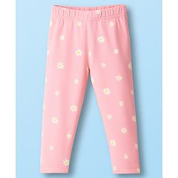 Babyhug Cotton Lycra Knit Full Length Leggings With Animal Floral & Polka Dot Print Pack of 3 - Purple Pink & Lavender