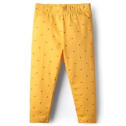Babyhug Cotton Lycra Knit Leggings with Polka Dots Butterfly & Floral Print Pack of 3 - Pink & Yellow