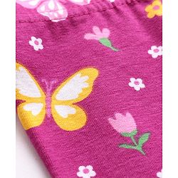 Babyhug Cotton Lycra Knit Leggings with Polka Dots Butterfly & Floral Print Pack of 3 - Pink & Yellow