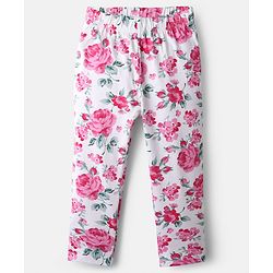 Babyhug Cotton Knit Full Length Legging With Floral & Polka Dot Print Pack Of 3 - Pink White & Light Green