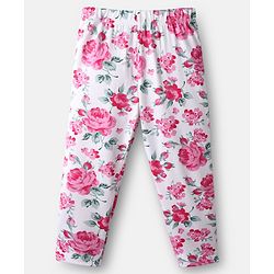 Babyhug Cotton Knit Full Length Legging With Floral & Polka Dot Print Pack Of 3 - Pink White & Light Green