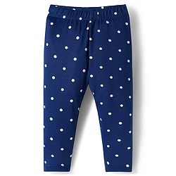 Babyhug Cotton Lycra Knit Full Length Leggings With Stripes & Cherry Print Pack Of 3 - Red & Navy Blue