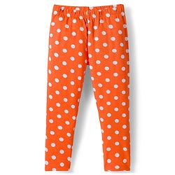 Babyhug Cotton Lycra Knit Full Length Polka Dot & Floral Printed Leggings Pack of 3 - Blue Orange & White