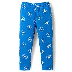 Babyhug Cotton Lycra Knit Full Length Polka Dot & Floral Printed Leggings Pack of 3 - Blue Orange & White
