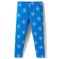 Babyhug Cotton Lycra Knit Full Length Polka Dot & Floral Printed Leggings Pack of 3 - Blue Orange & White