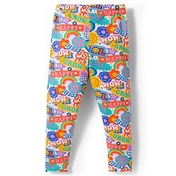Babyhug Cotton Lycra Knit Full Length Polka Dot & Floral Printed Leggings Pack of 3 - Blue Orange & White