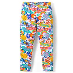 Babyhug Cotton Lycra Knit Full Length Polka Dot & Floral Printed Leggings Pack of 3 - Blue Orange & White