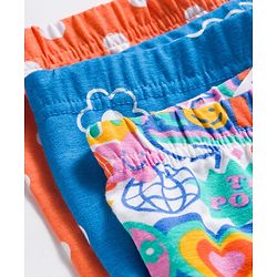 Babyhug Cotton Lycra Knit Full Length Polka Dot & Floral Printed Leggings Pack of 3 - Blue Orange & White