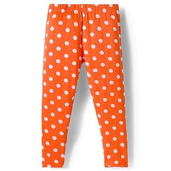 Babyhug Cotton Lycra Knit Full Length Polka Dot & Floral Printed Leggings Pack of 3 - Blue Orange & White