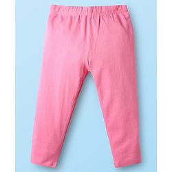 Babyhug Cotton Knit Full Length Leggings With Floral Print Pack Of 3 - Pink Red & White