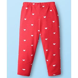 Babyhug Cotton Knit Full Length Leggings With Floral Print Pack Of 3 - Pink Red & White