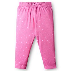 Babyhug Cotton Knit Full Length Leggings With Floral Print Pack Of 3 - Pink & Navy Blue